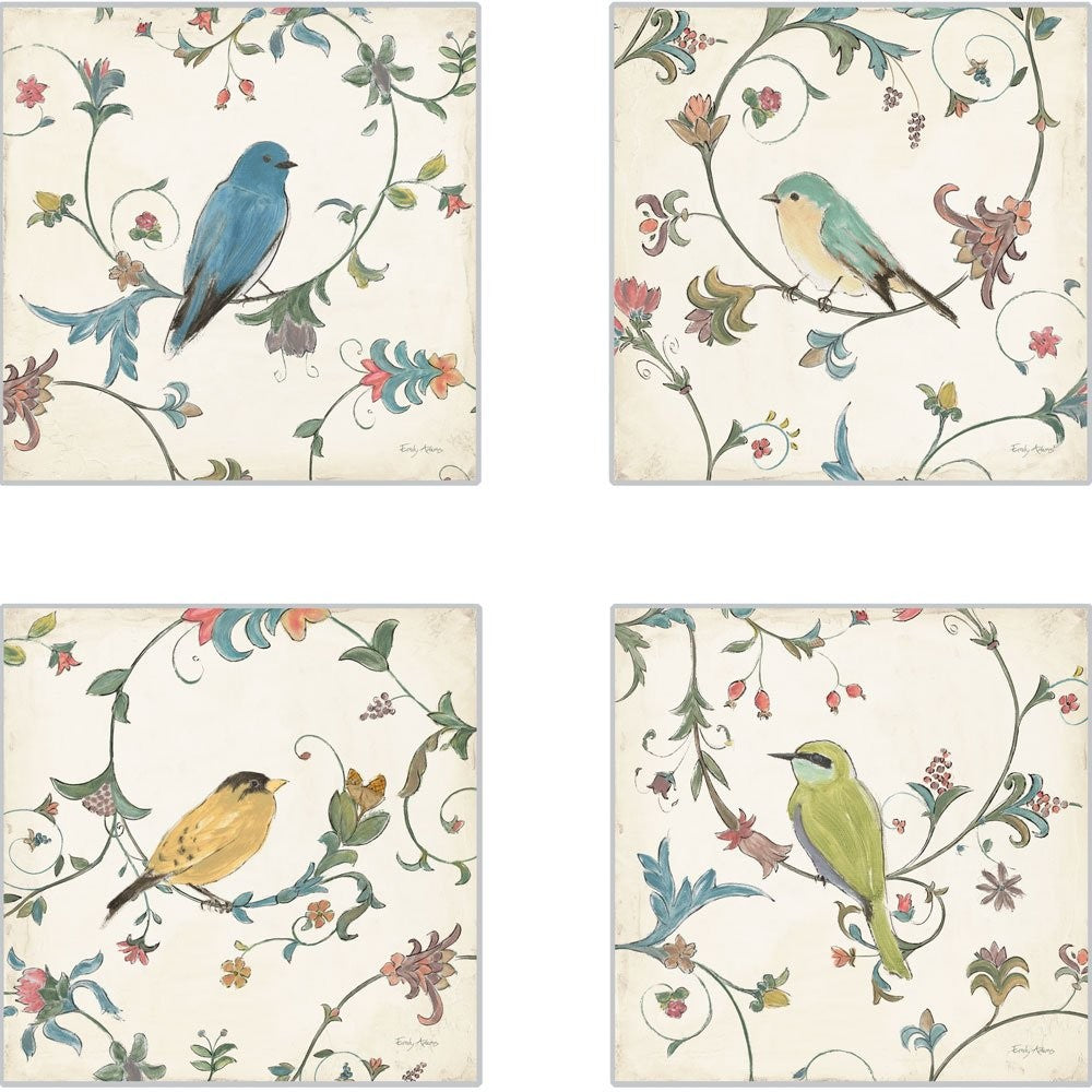CoasterStone Bird's Gem Absorbent Coasters, 4-1/4-Inch, Set of 4