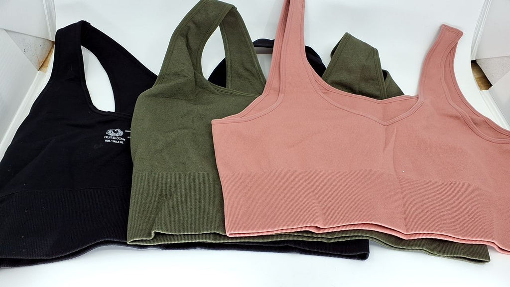 XX-Large Wireless Sport Bra, 360 Stretch, Seamless, 3-Pack, Fruit of the Loom