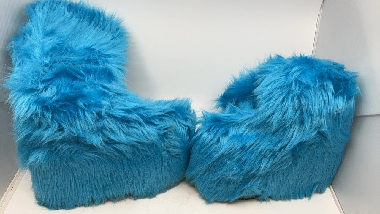 Ellie Shoes Women's 500-Fuzz Boot, Blue, 9 US/9 M US