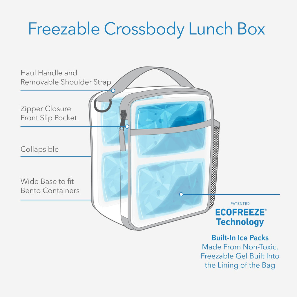 ECOFREEZE Crossbody Lunch Box Midnight Navy PackIt Reusable & Collapsible