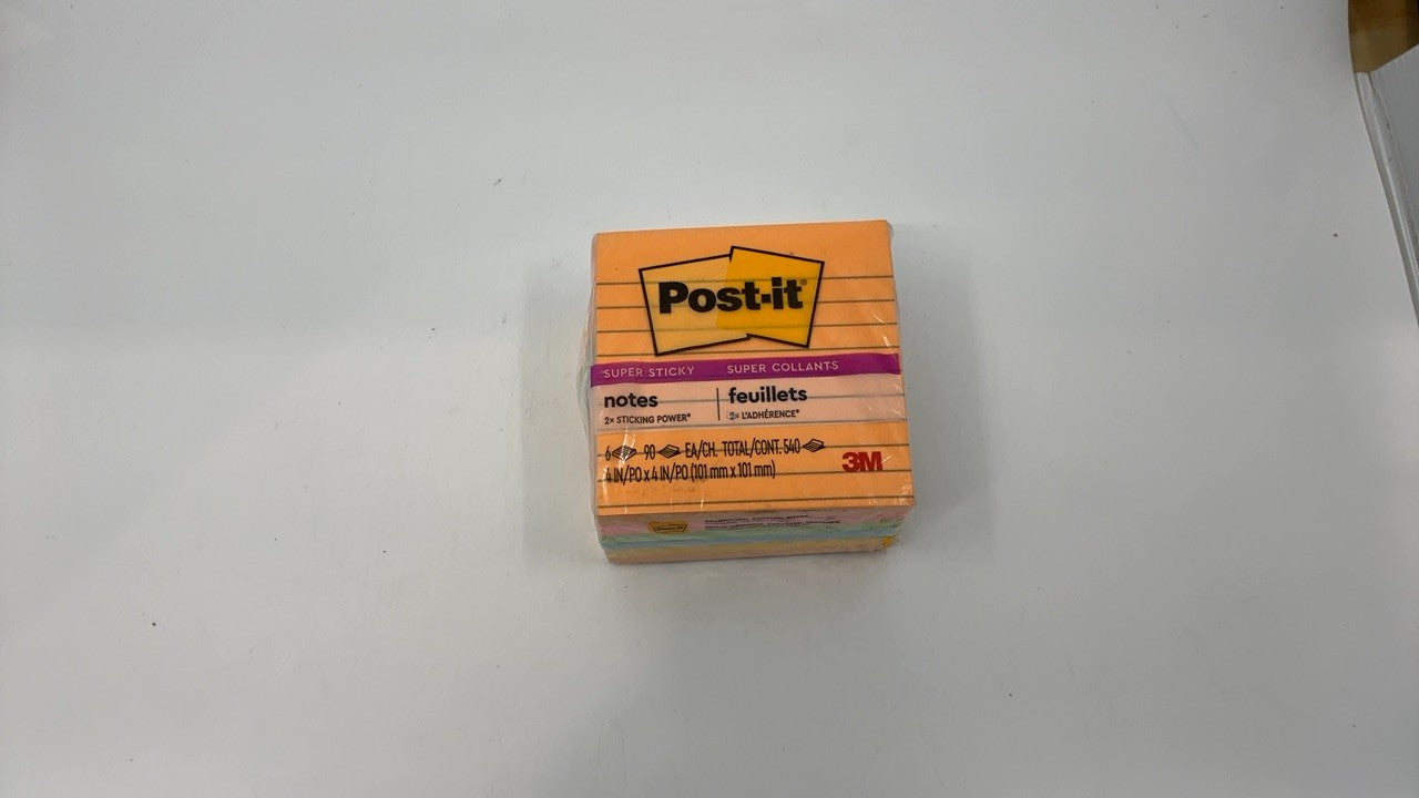 Post-it Super Sticky Notes, 4x4 in, 6 Pads, Ideal for Vertical Surfaces