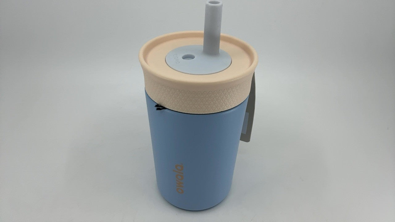 12 Oz Owala Kids Water Bottle Insulated Tumbler Tan & Blue - Dishwasher Safe