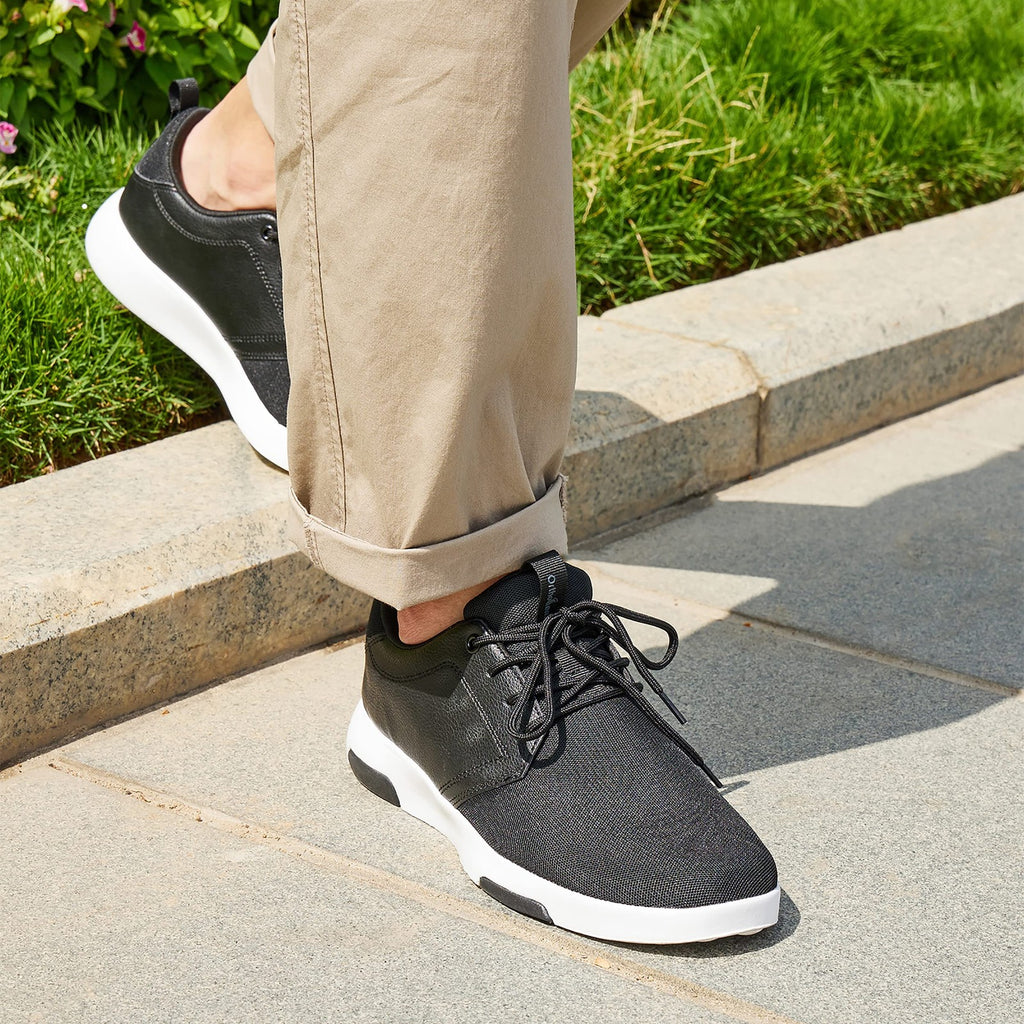 Men's Size 8 Fashion Sneakers Black w/ Arch Support for Foot Pain Relief