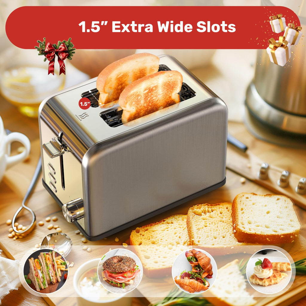YSSOA 2-Slice Stainless Steel Toaster, 6 Shade, Bagel & Defrost Functions