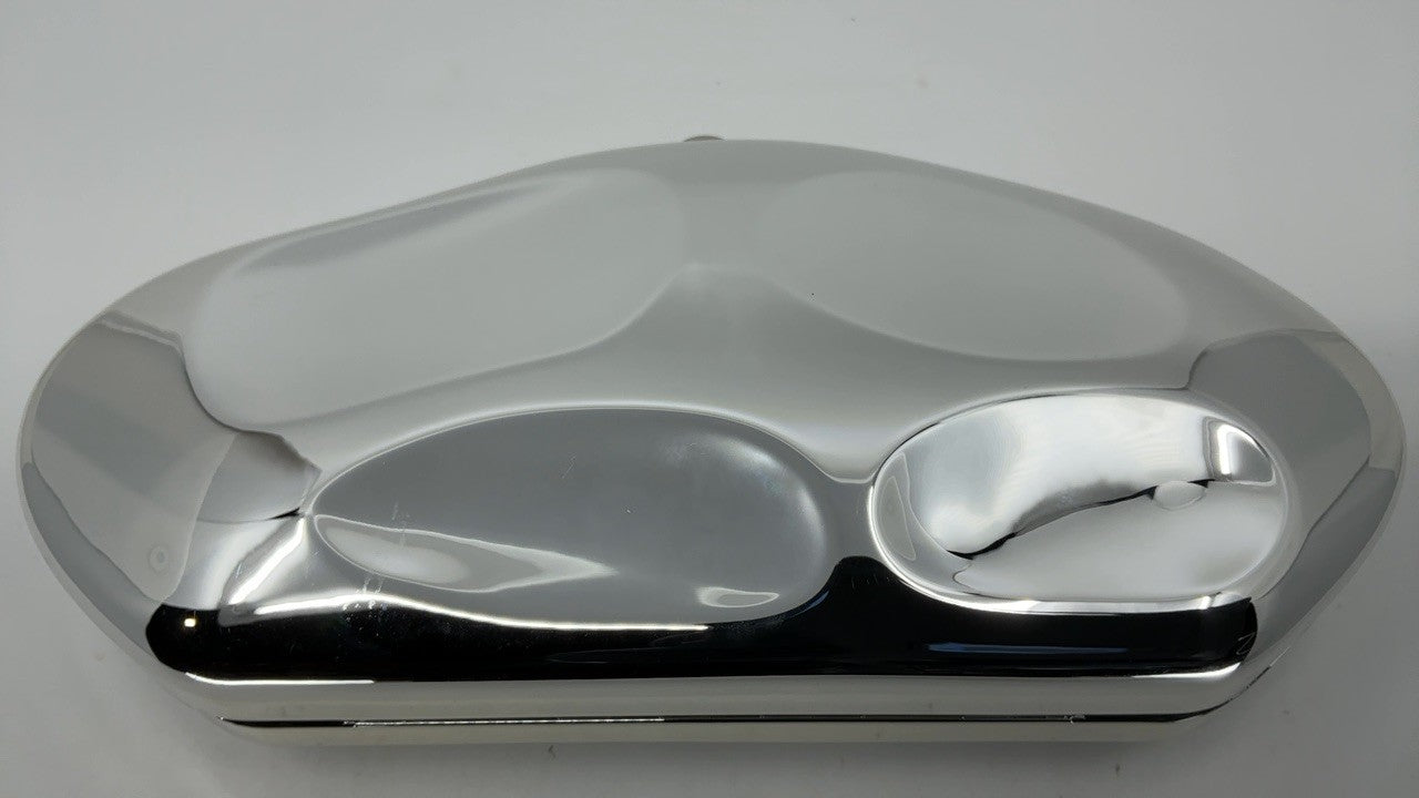 Silver Acrylic Shell Clutch Purse w/ Detachable Chain - Evening Bag