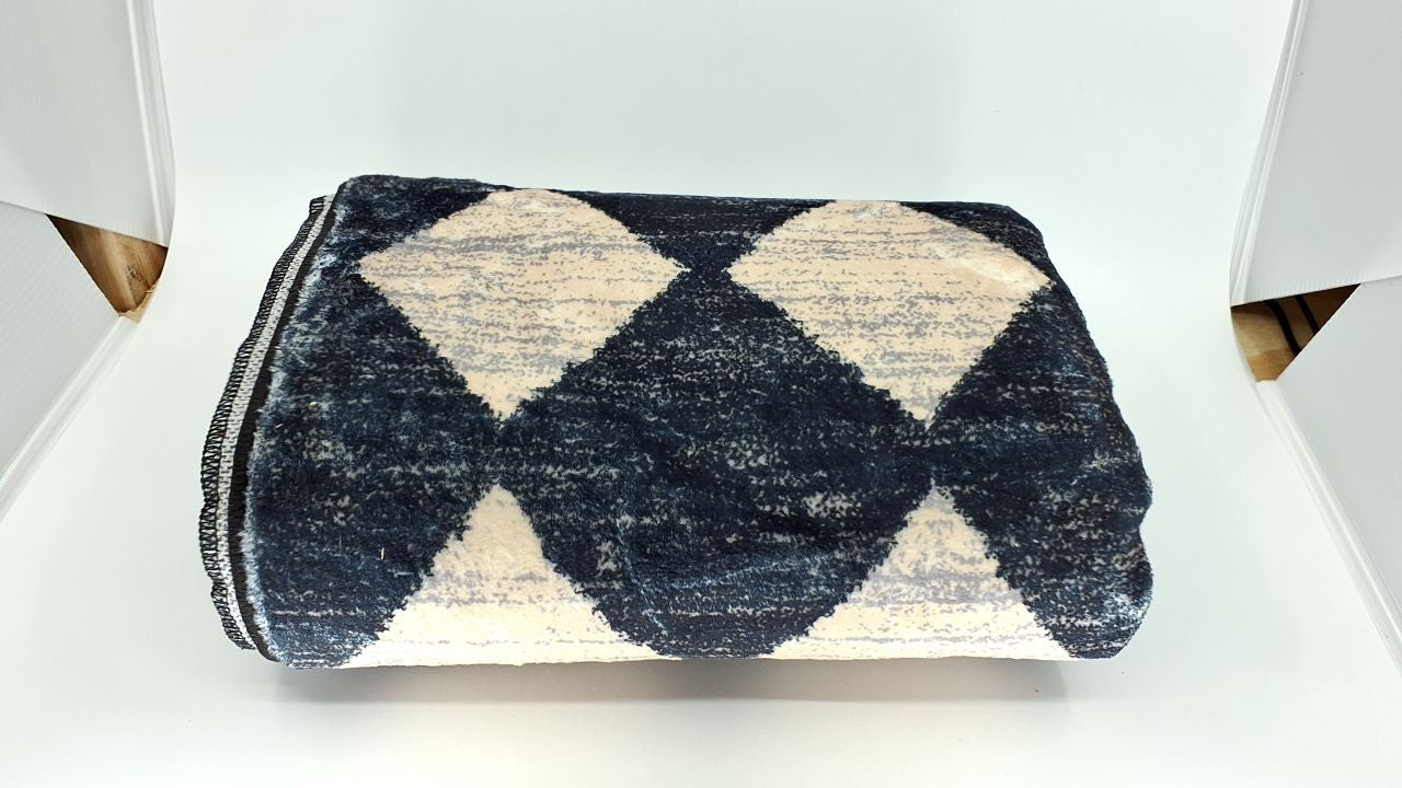 Washable 2x7 Runner Rug, Black & White Trellis, Soft & Stain Resistant