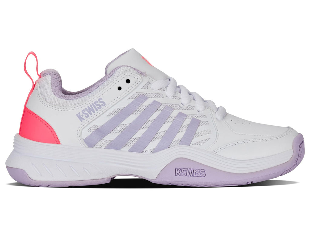 K-Swiss Women's Court Express 2 Tennis Shoe, White/Orchid Petal/Neon Blaze, 9 M