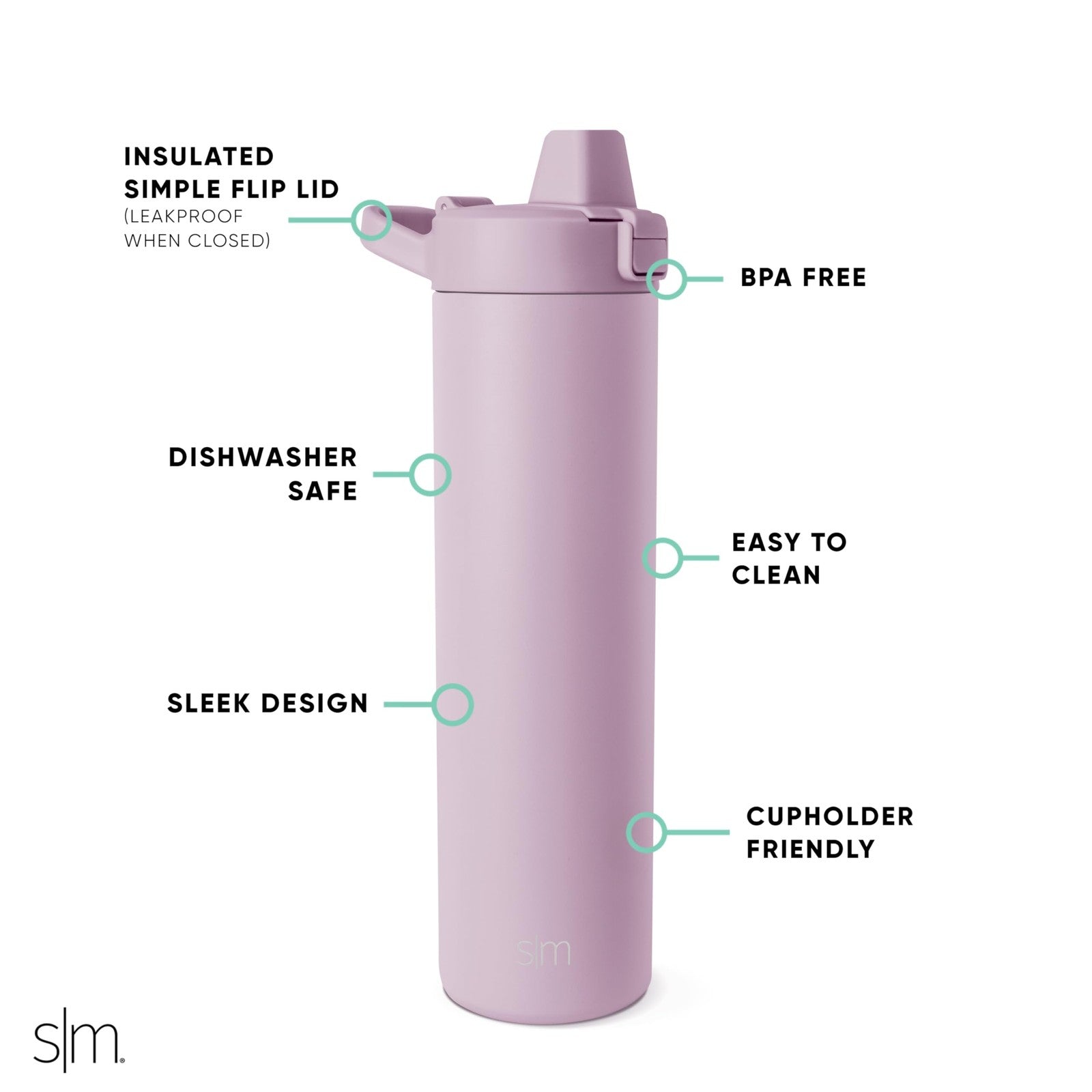 Simple Modern 24oz Filtered Water Bottle, Lavender Mist, Stainless Steel