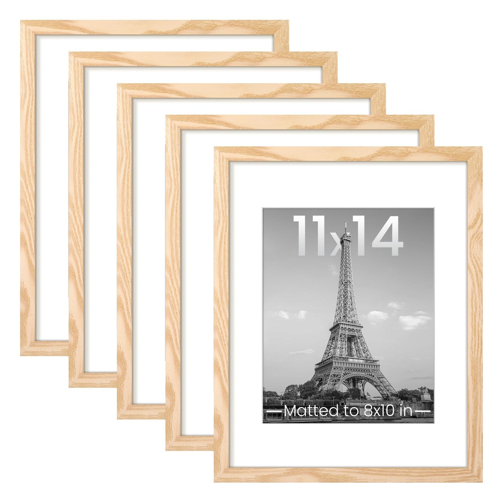11x14 Picture Frame Set of 5, Natural, Gallery Display Frames