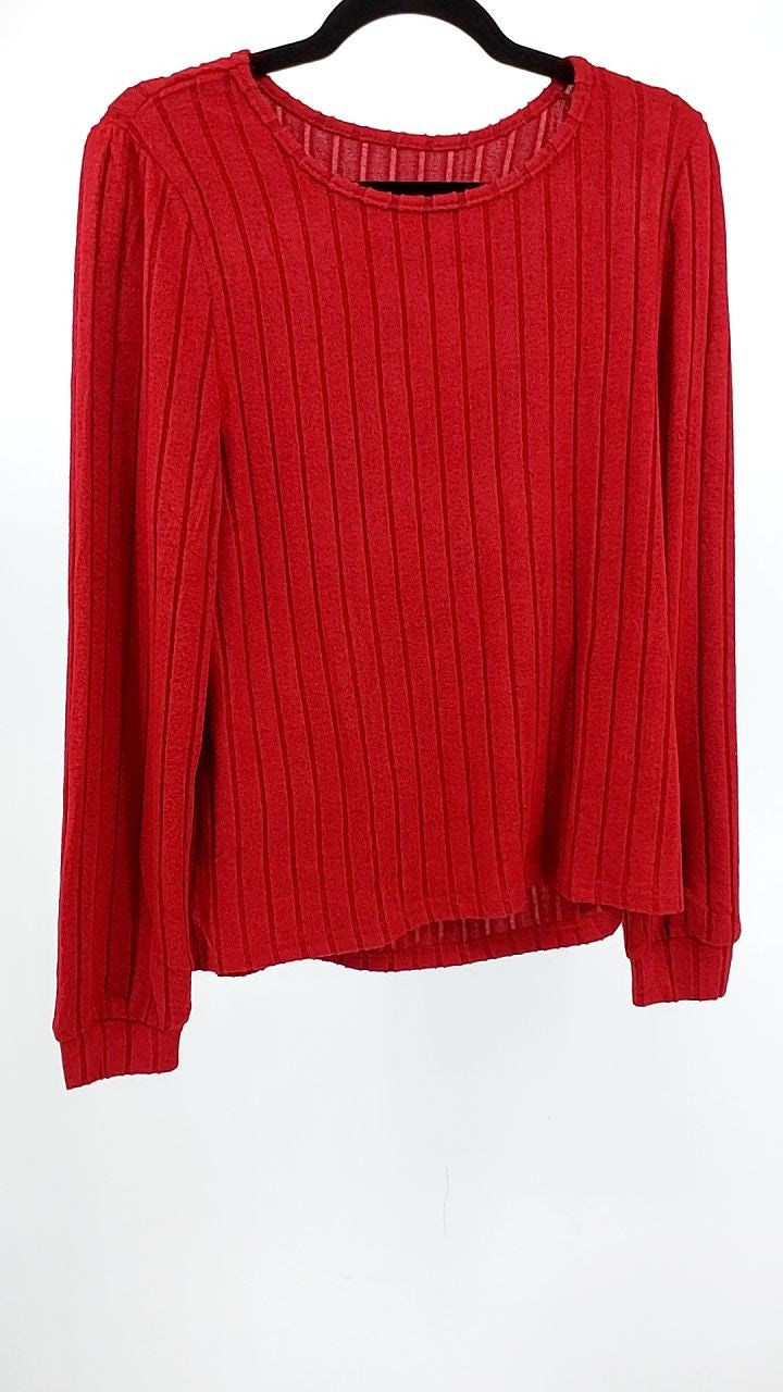 Ribbed Knit Long Sleeve T-Shirt