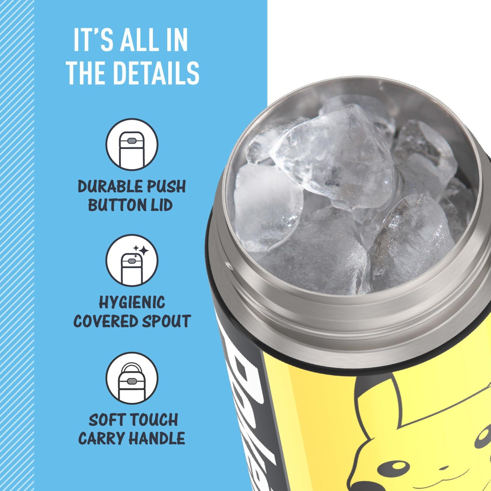 Kids 16 Oz Thermos FUNtainer Bottle, Stainless Steel, Pokemon