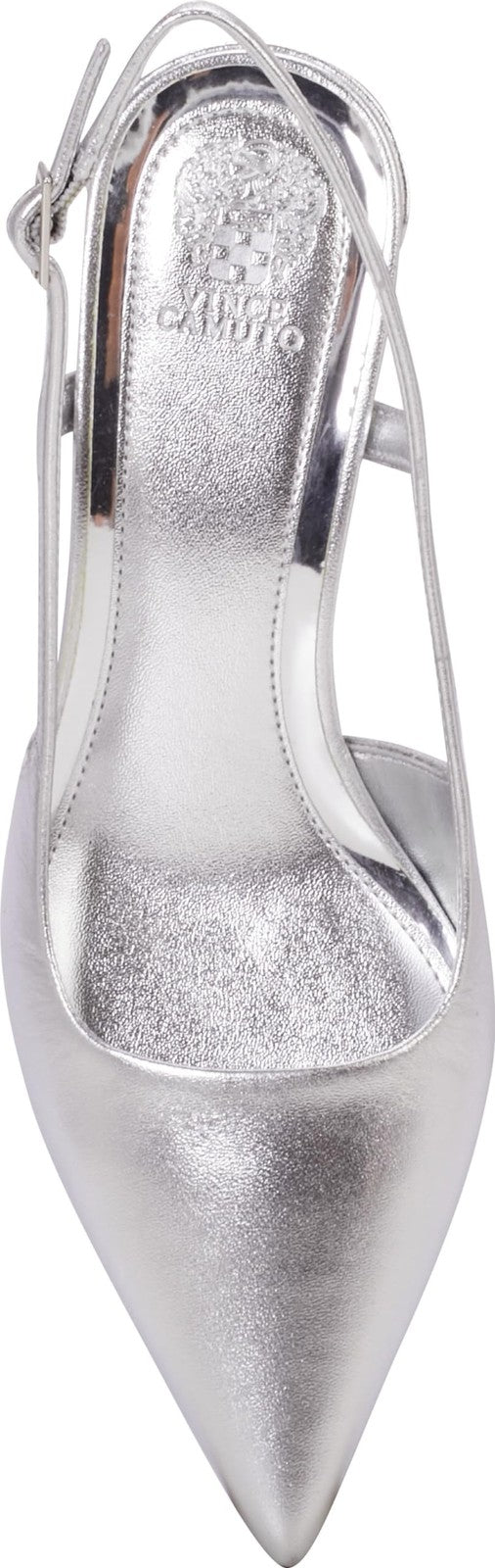 Vince Camuto Women's Sindree Block Heel Slingback Pump, New Silver, 8.5
