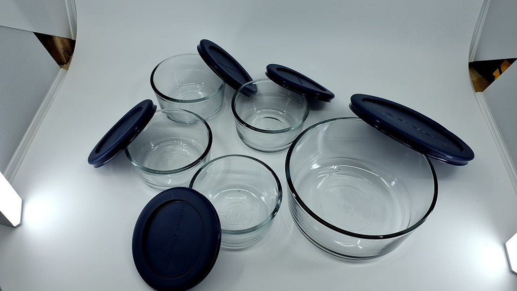 Anchor Hocking 12 Pc Glass Storage Containers w/ Navy Lids