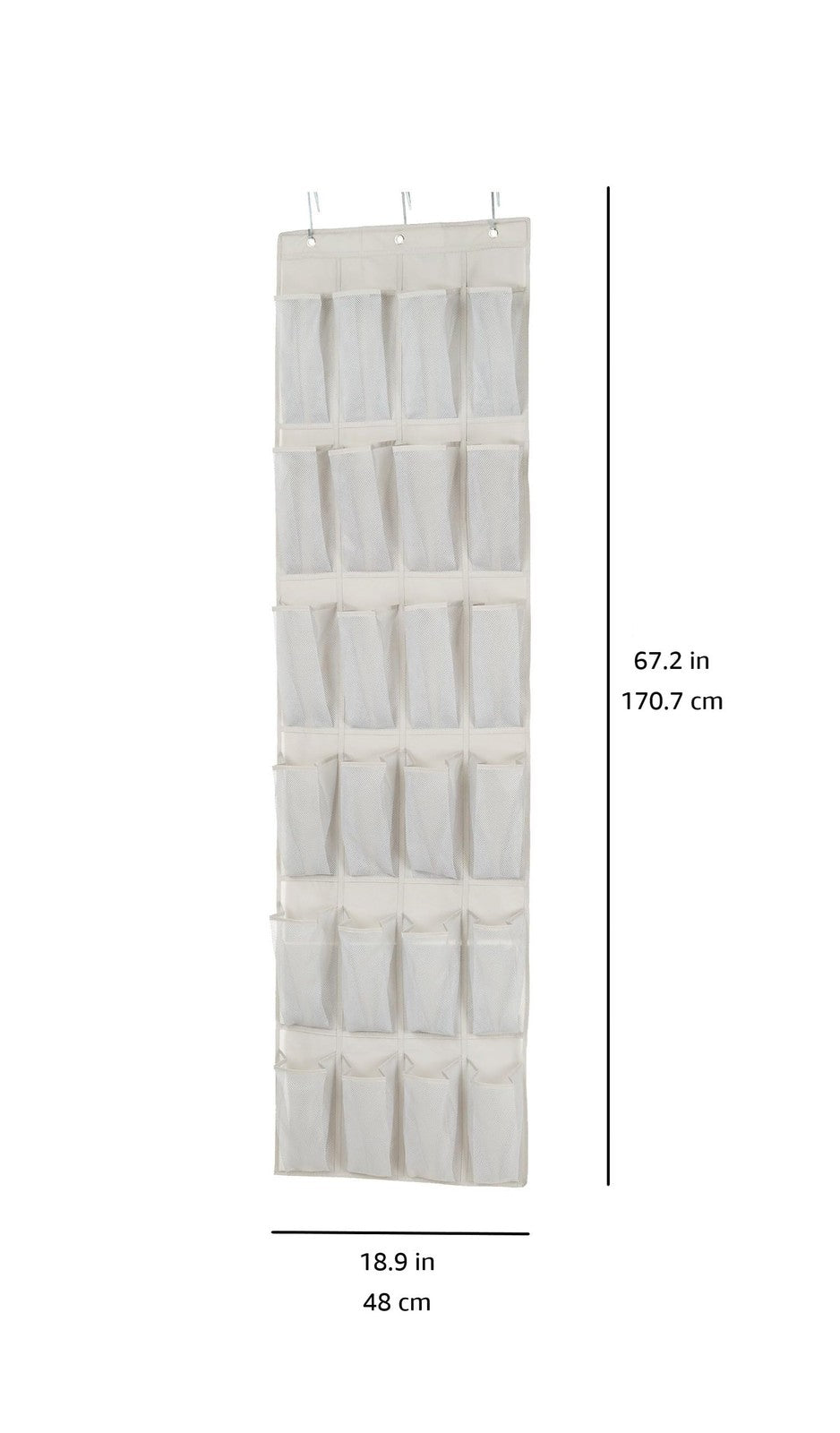 Amazon Basics 24 Medium Pocket Over-the-Door Hanging Shoe Organizer, Light Grey