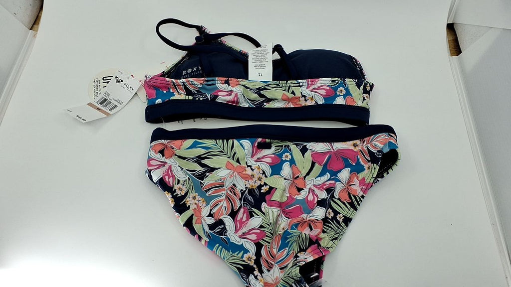 Girls' Roxy Bikini Swimsuit Set, Indigo Moody, Size 12, Quick-Dry