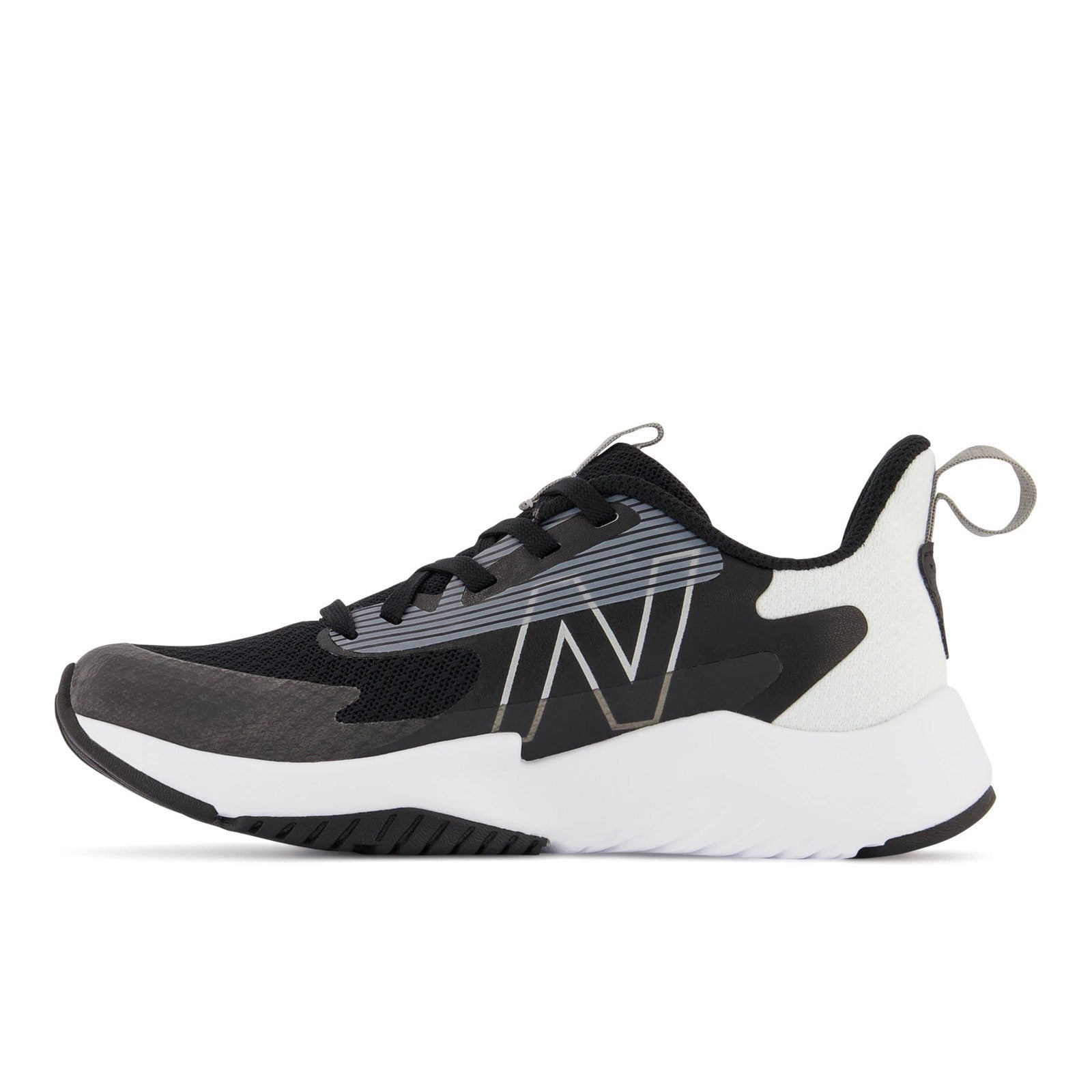New Balance Kid's Rave Run V2 Lace-up Shoe, Black/White, 6.5 Wide Big Kid