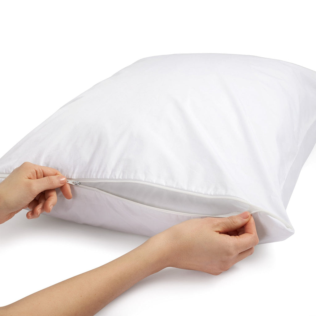 White Cotton Body Pillow Pillowcase, 55x21 In, Zipper Closure, Hypoallergenic