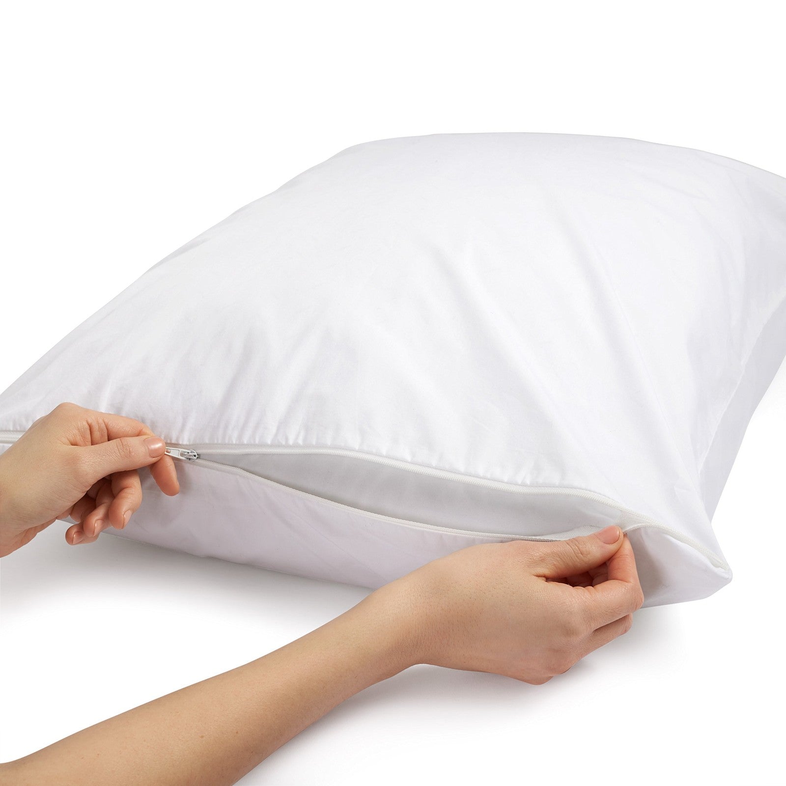 White Cotton Body Pillow Pillowcase, 55x21 In, Zipper Closure, Hypoallergenic