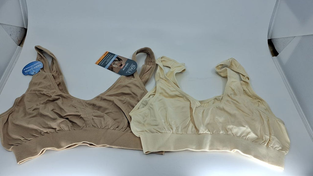 Bali Comfort Revolution Seamless Crop Top 2 Pack, Small, Light Beige/Nude