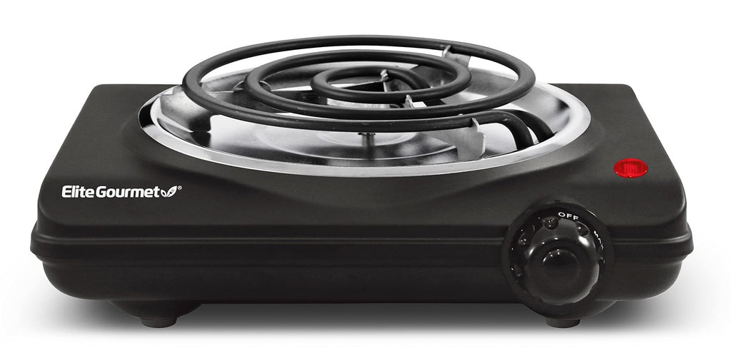 Coiled Electric Hot Plate, Elite Gourmet ESB100B, Black, Temperature Control
