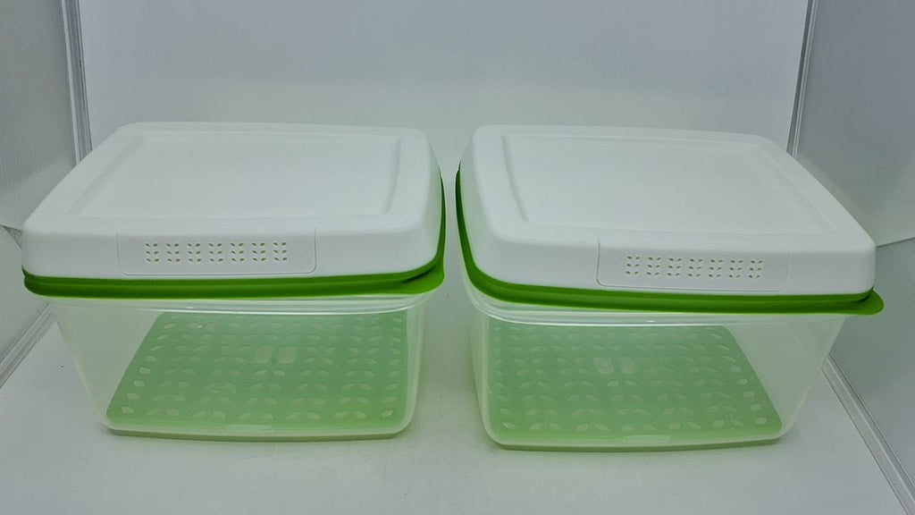 FreshWorks Produce Saver Set, 4 Large Clear Containers, Dishwasher Safe