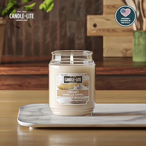 Candle-lite 18 oz Creamy Vanilla Swirl Candle, Single-Wick, Long Lasting