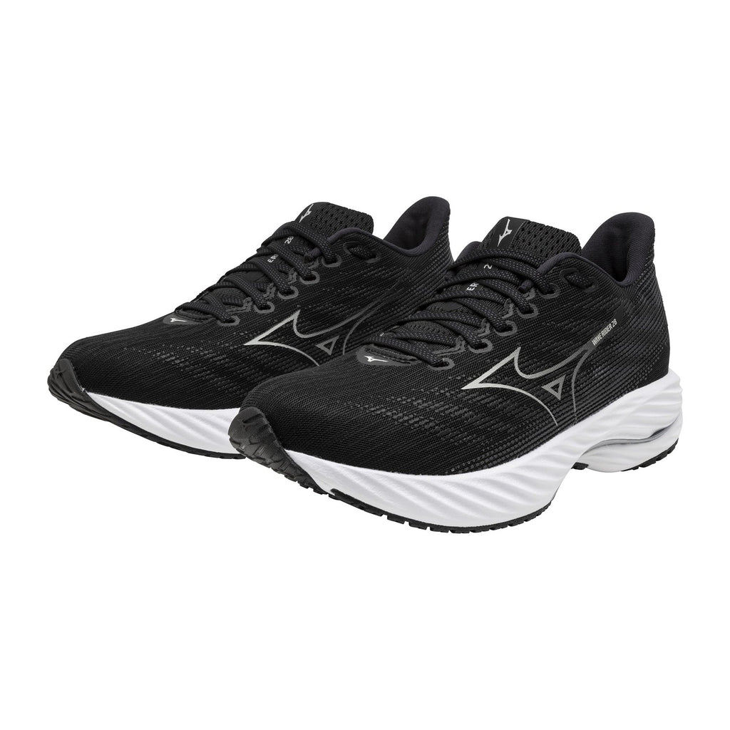 Mizuno Women's Wave Rider 28 D Running Shoe, Black-Harbor Mist, 10 Wide