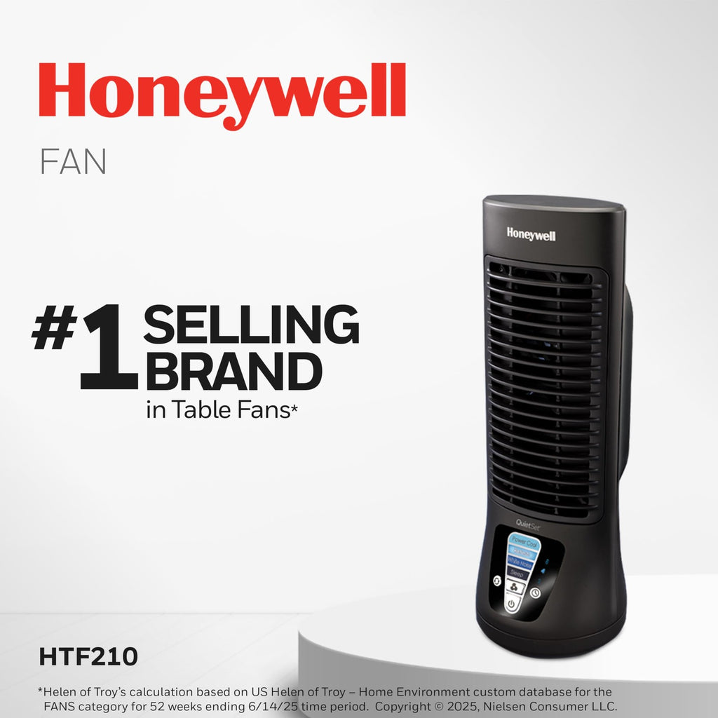 Honeywell HTF210B Quiet Personal Desk Fan, 4 Power Levels, Black