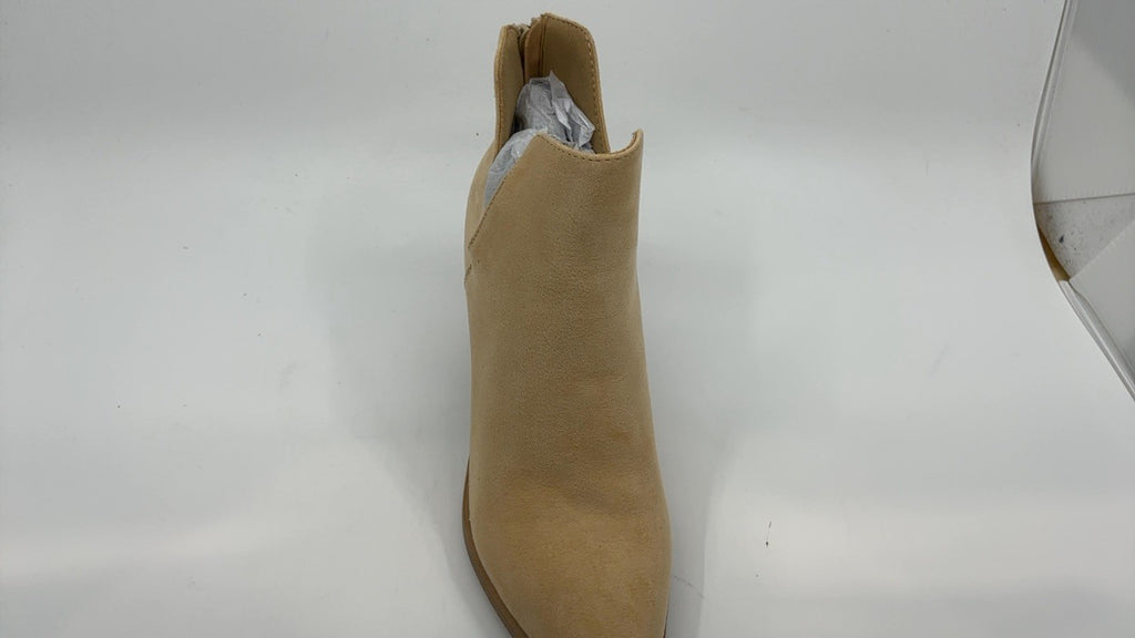 Women's Chunky Heel Ankle Boots 5.5 Nude Suede Pointed Toe