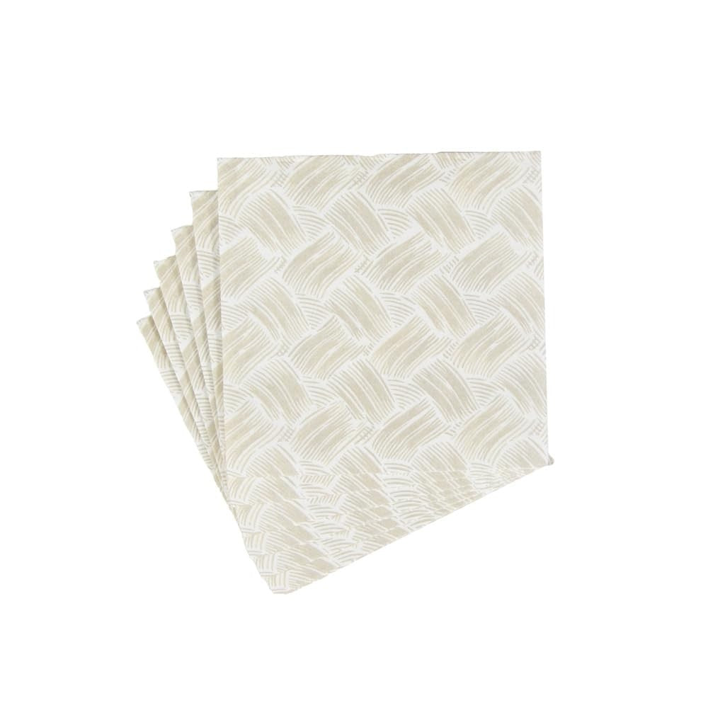 Caspari Basketry Flax Paper Linen Cocktail Napkins - 15 Per Package