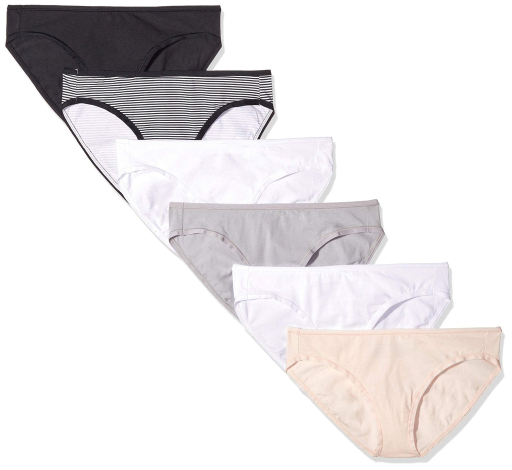 Women's Cotton Bikini Briefs, Pack of 6, Basic Colors, X-Small
