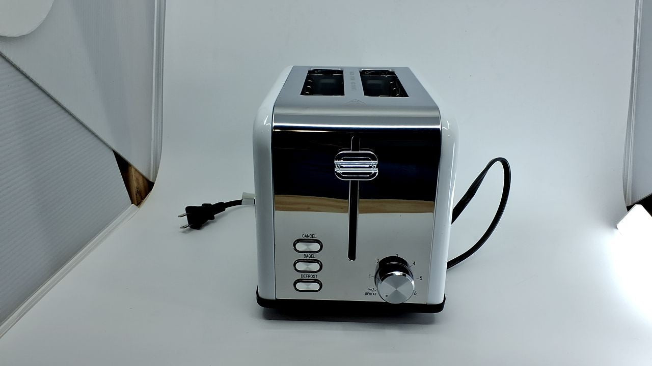 Extra Wide Slot 2-Slice Toaster, 6 Settings, White Stainless Steel