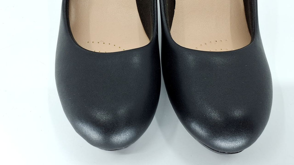 Clarks womens Adriel Viola Dress Pump, Black Leather, 7.5 US