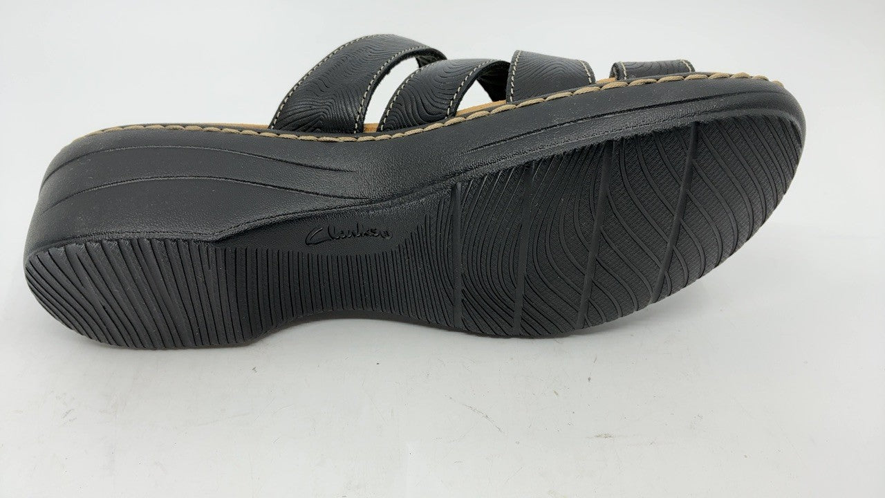 Clarks womens Merliah Karli Sandal, Black Leather, 9 US