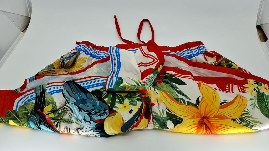 Women's Boho Drawstring Summer Shorts Beige Multi Size Small