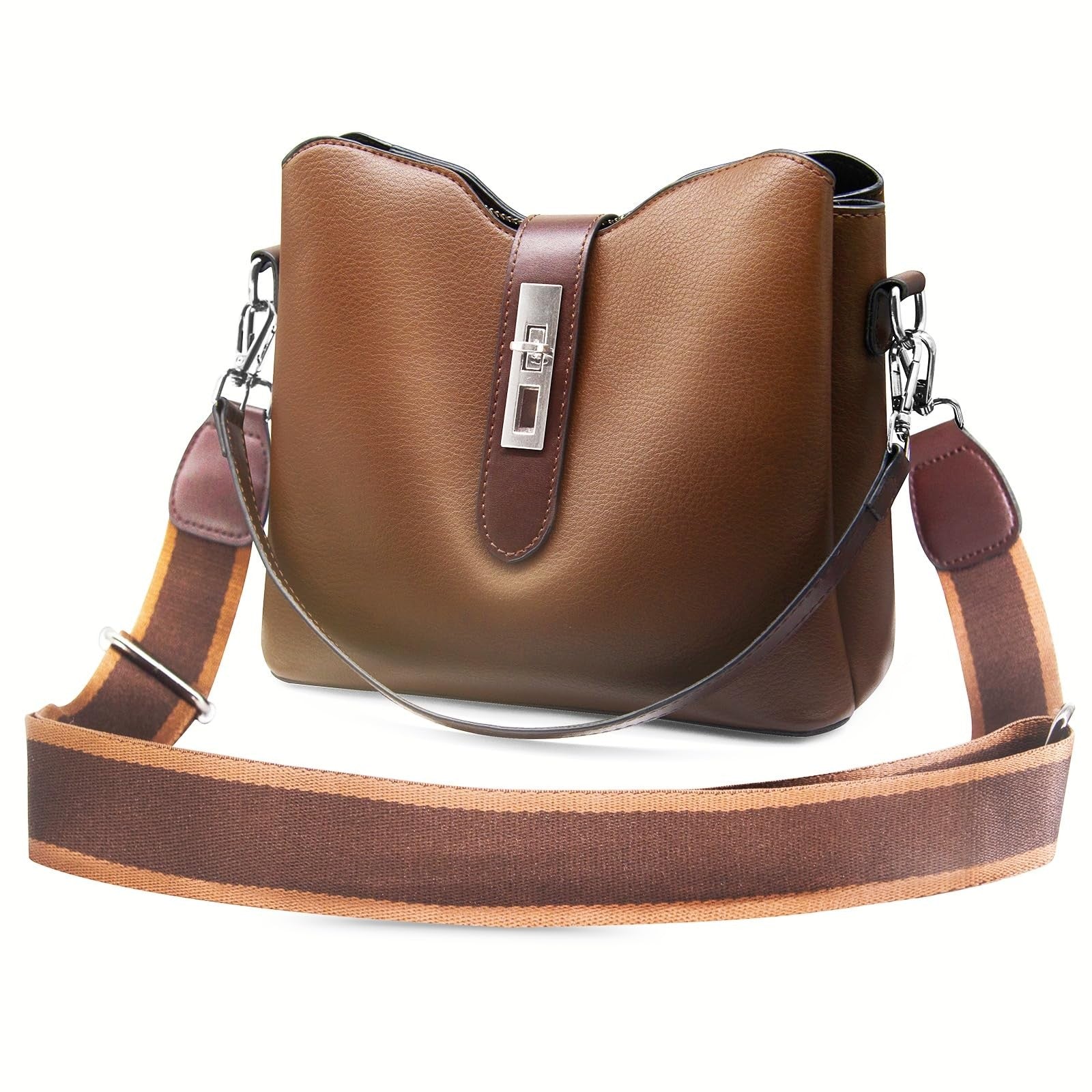 Small Crossbody Handbag for Women - Brown Faux Leather, Versatile Design