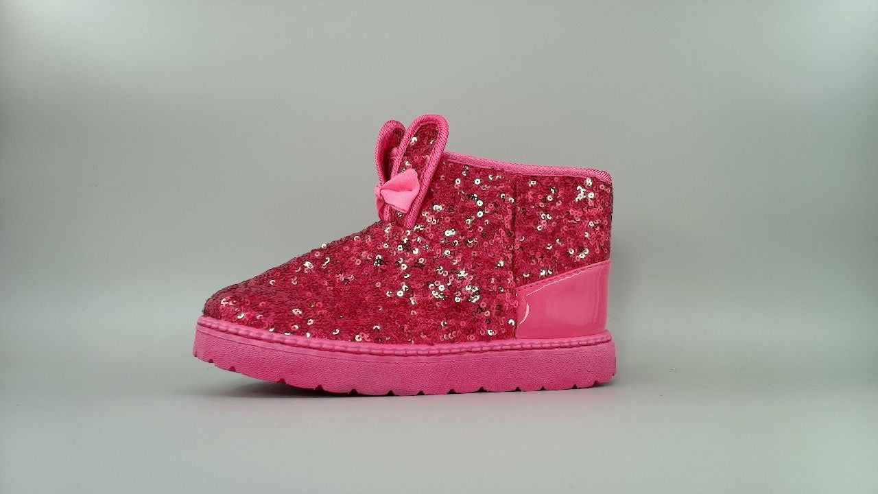 DADAWEN Boy's Girl's Warm Winter Sequin Waterpoof Snow Boots, 1.5M Little Kid