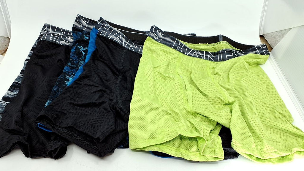 Hanes Boys' Large Boxer Briefs 6-Pack, X-Temp Mesh Underwear, Assorted, L