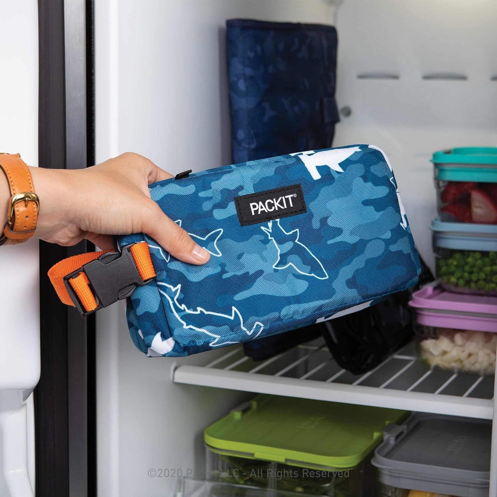 PackIt Camo Shark Snack Box, Built-in Ice Pack, Perfect for On-the-Go