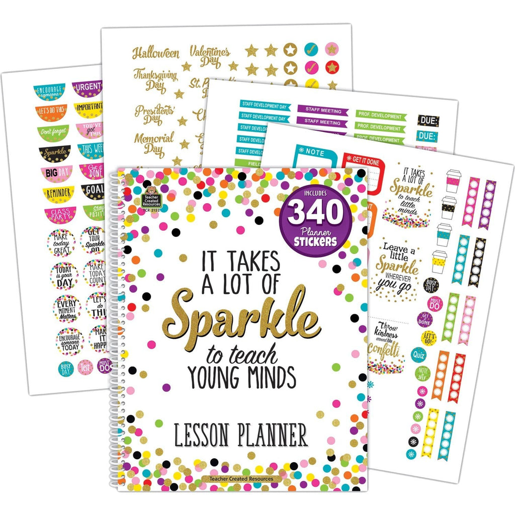 Spiral-Bound Lesson Planner 2152, 112 Pages, Multi w/Stickers