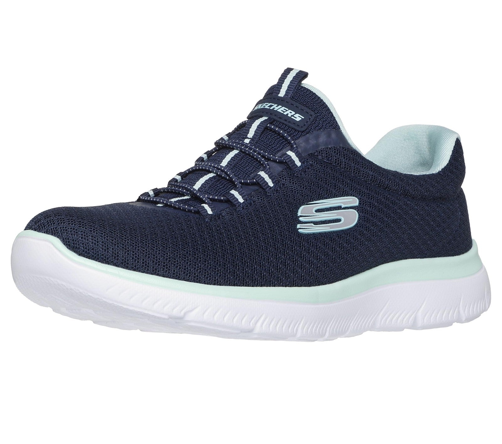 Skechers womens Summits Sneaker, Navy/Aqua, 10 Wide US