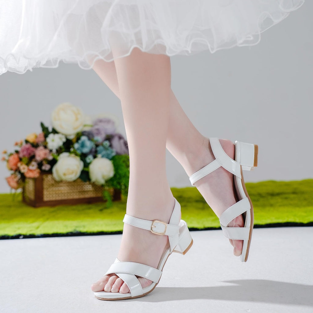 LAURMOSA Girls White Dress Shoes Kids Wedding Dress Shoes for Girls High Heel,13