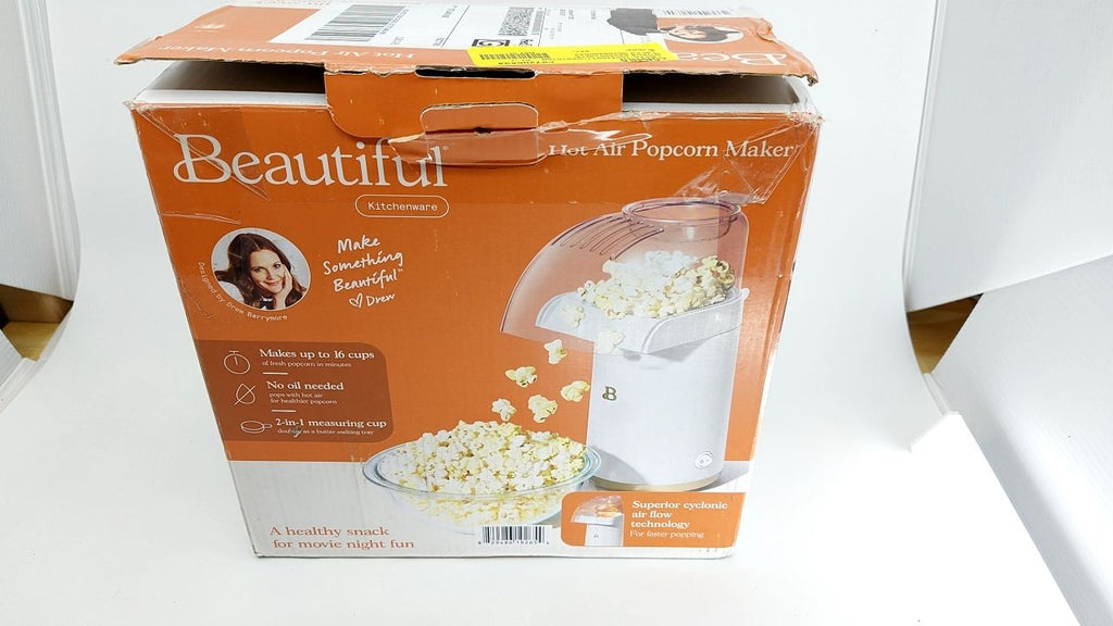 Beautiful 16 Cup Hot Air Electric Popcorn Maker  White Icing by Drew Barrymore
