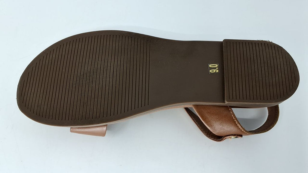 Steve Madden Women's DINA Flat Sandal, tan Leather, 9