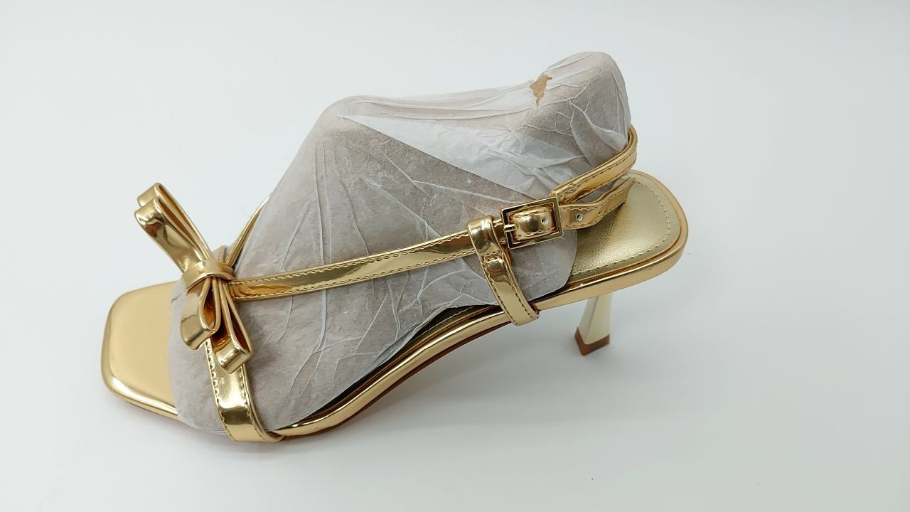 Marc Fisher Women's DANZY Heeled Sandal, Gold Mirror Metallic 710, 5