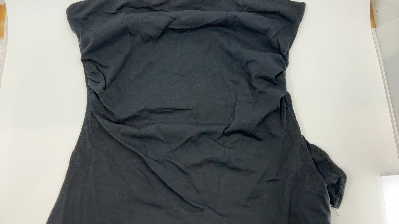 Womens Black Tube Top Strapless Split Hem Fitted Size Large