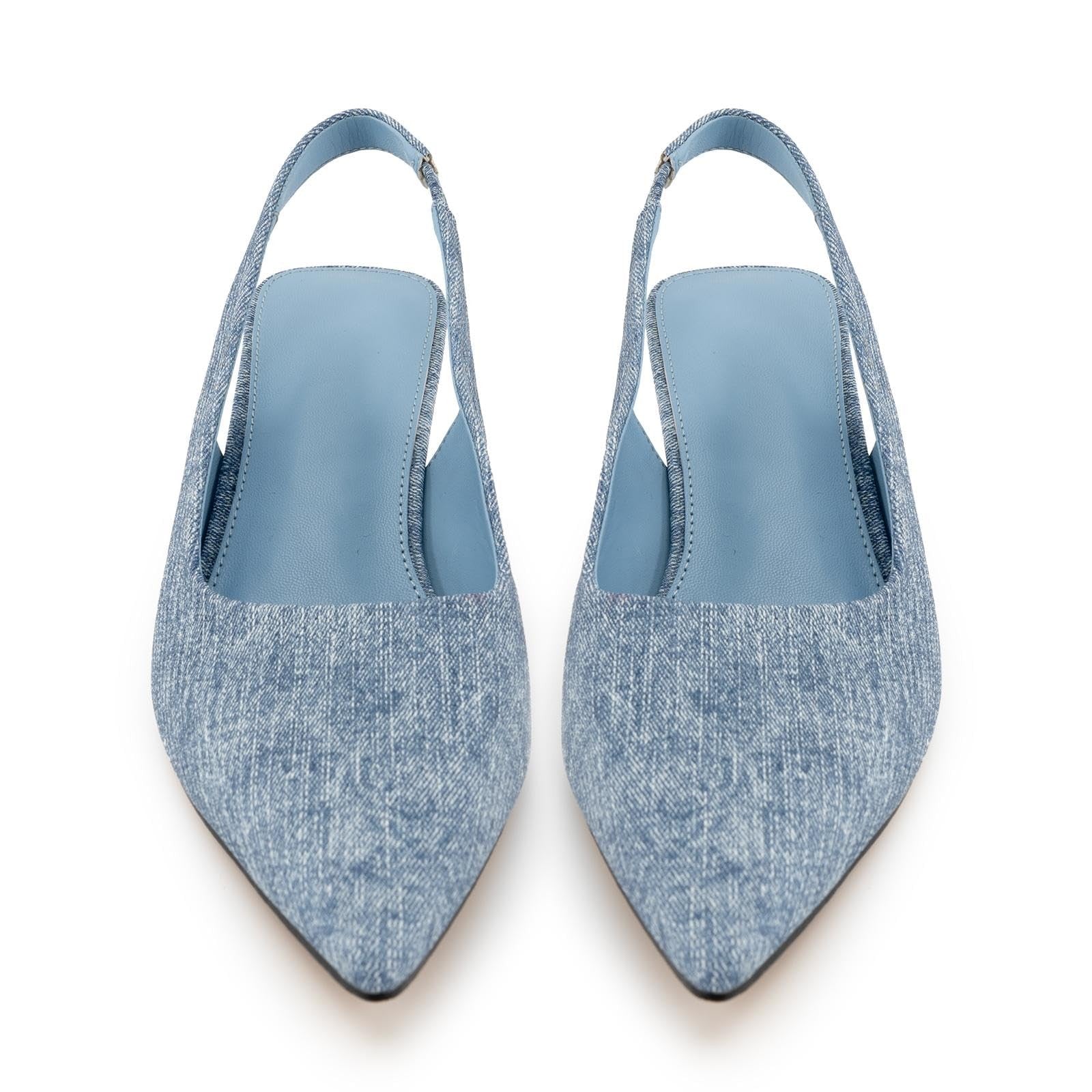 Women’s Denim Blue Slingback Pumps Kitten Heels Size 8.5