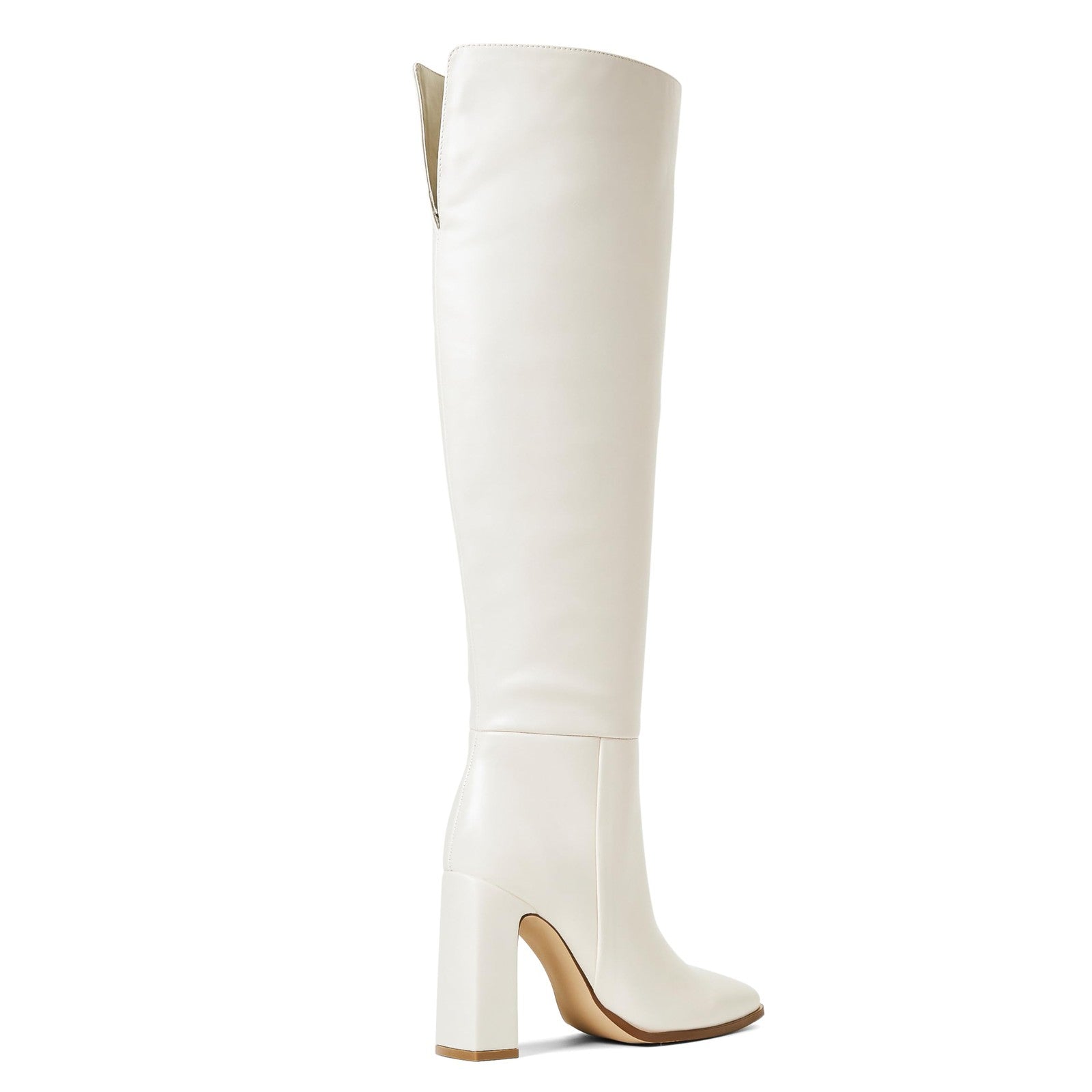 Knee High Chunky Heel Boots Womens Size 7 Birch Faux Leather