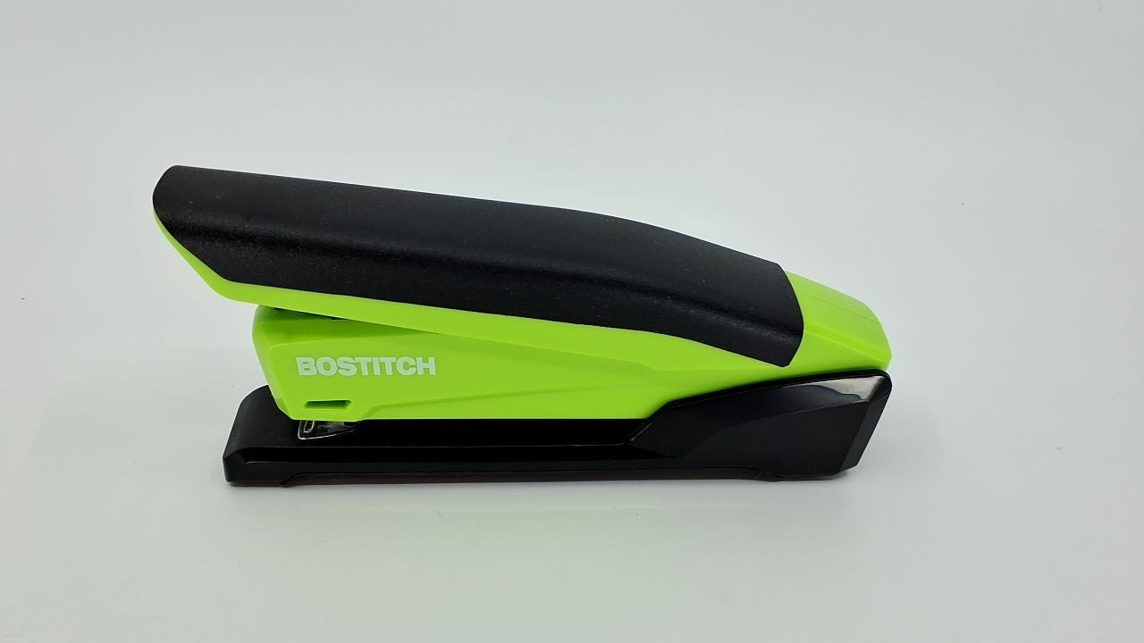 One Finger Spring Stapler, 20 Sheet Capacity, Green, Jam-Free Performance