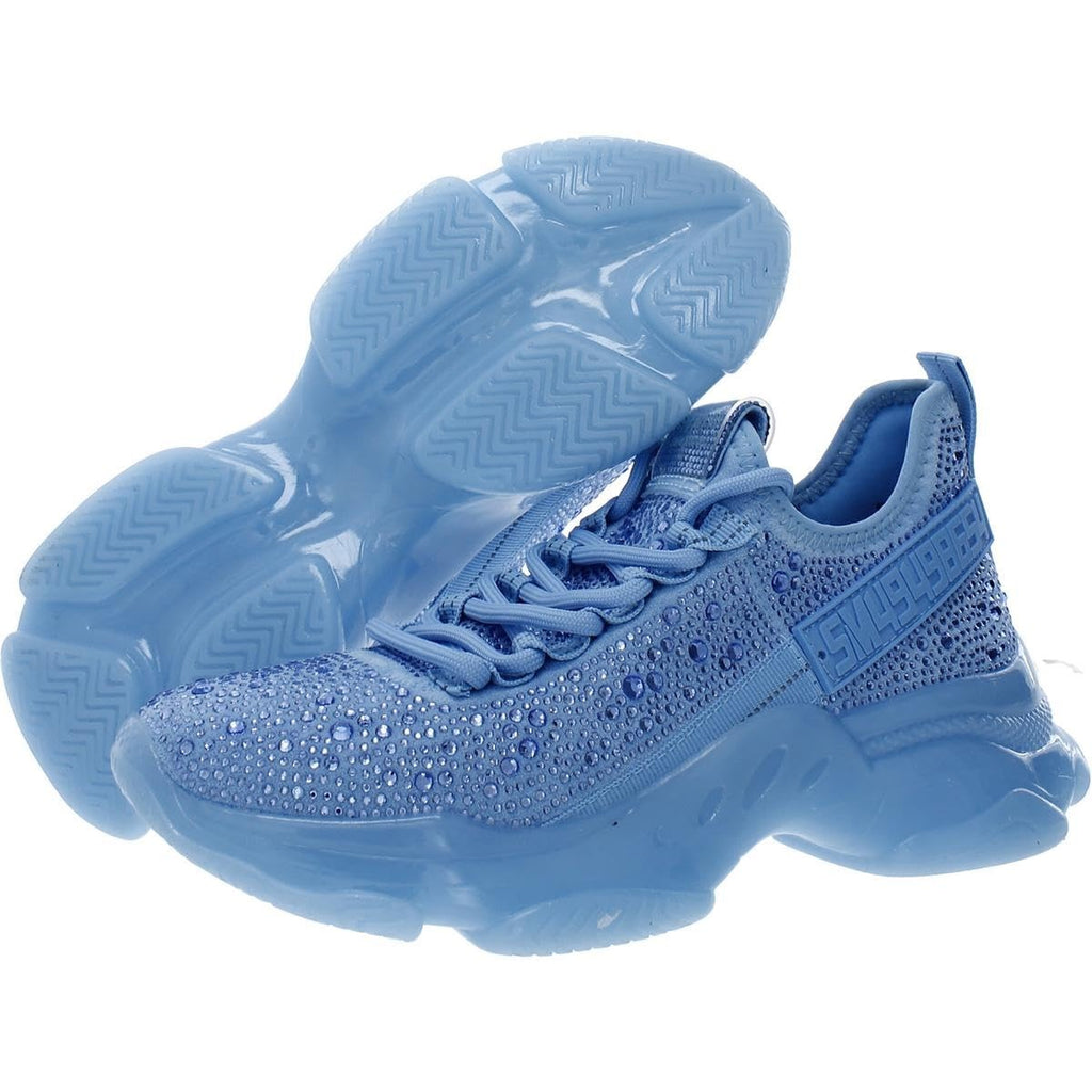 Steve Madden Women's Maxima Sneaker, Blue Rhinestone, 9.5